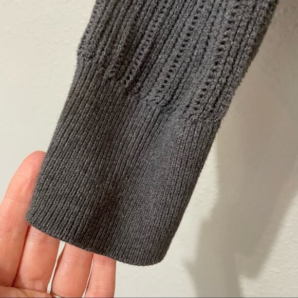 All Saints Grey Full Zip Cardigan Sweater Womens L Chunky Oversized Academia - Picture 4 of 6